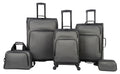 Protege 5 Piece Spinner Luggage Set, Includes 28 in Checked, 24 in Checked Bags, 20 in Carry - on, 15 in Boarding Tote and Matching Utility Bag, All Ages, Grey