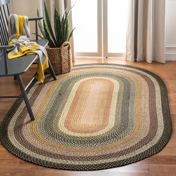 Safavieh Braided Blue/Multi Area Rug; Oval 5' x 8'