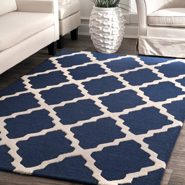 nuLOOM Spa Blue Hand Hooked Marrakech Trellis Area Rug 3' 6" x 5' 6"
