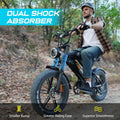Tamobyke Electric Bike for Adults, Peak 1500W 28mph Mountain Ebike, 48V 15.6AH 20" Fat Tire Electric Bicycle Full Suspension UL2849