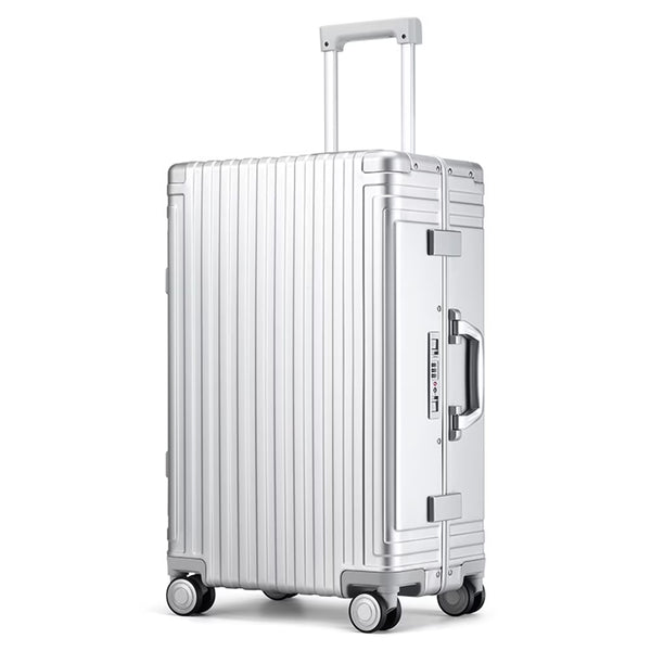 All Aluminum Hardshell Luggage, Airline Approved Zipperless Hardside Carry on Suitcase with Spinner Wheels, Checked Aluminium Luggage Metal Rolling Luggage Case for Travel, Business