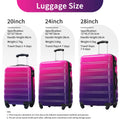 3 Piece Luggage Sets, Hard Shell Suitcase 20/24/28 in with TSA Lock and Spinner Wheels, Expandable Lightweight Travel Luggage for Men Women, Multicolor Purple