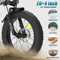 Aostirmotor Folding Electric Bike 20 in Fat Tire, with 750W Motor, 48V 12.5AH Removable Lithium Battery, Ebikes for Adults UL2849