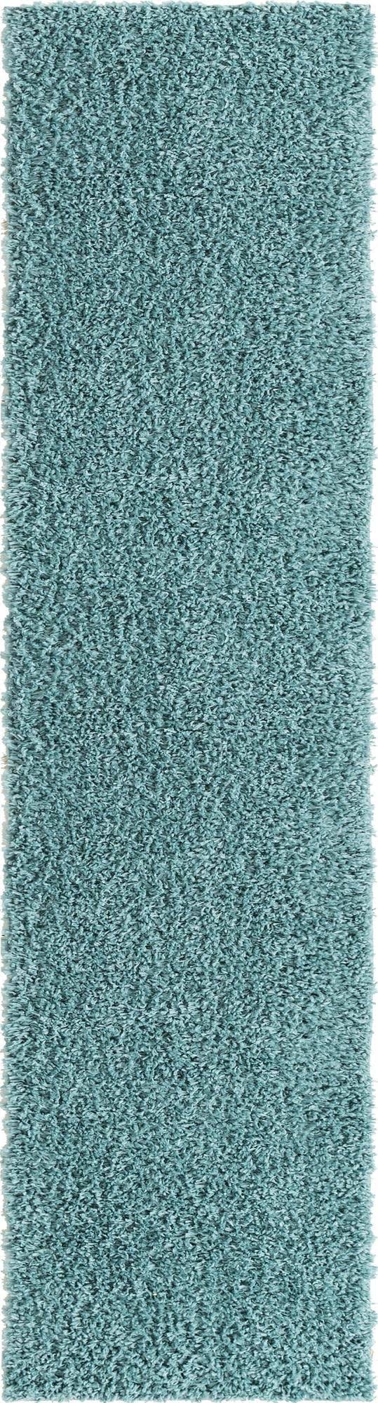 Unique Loom Davos Shag 8 ft Runner Aqua Blue Area Rug