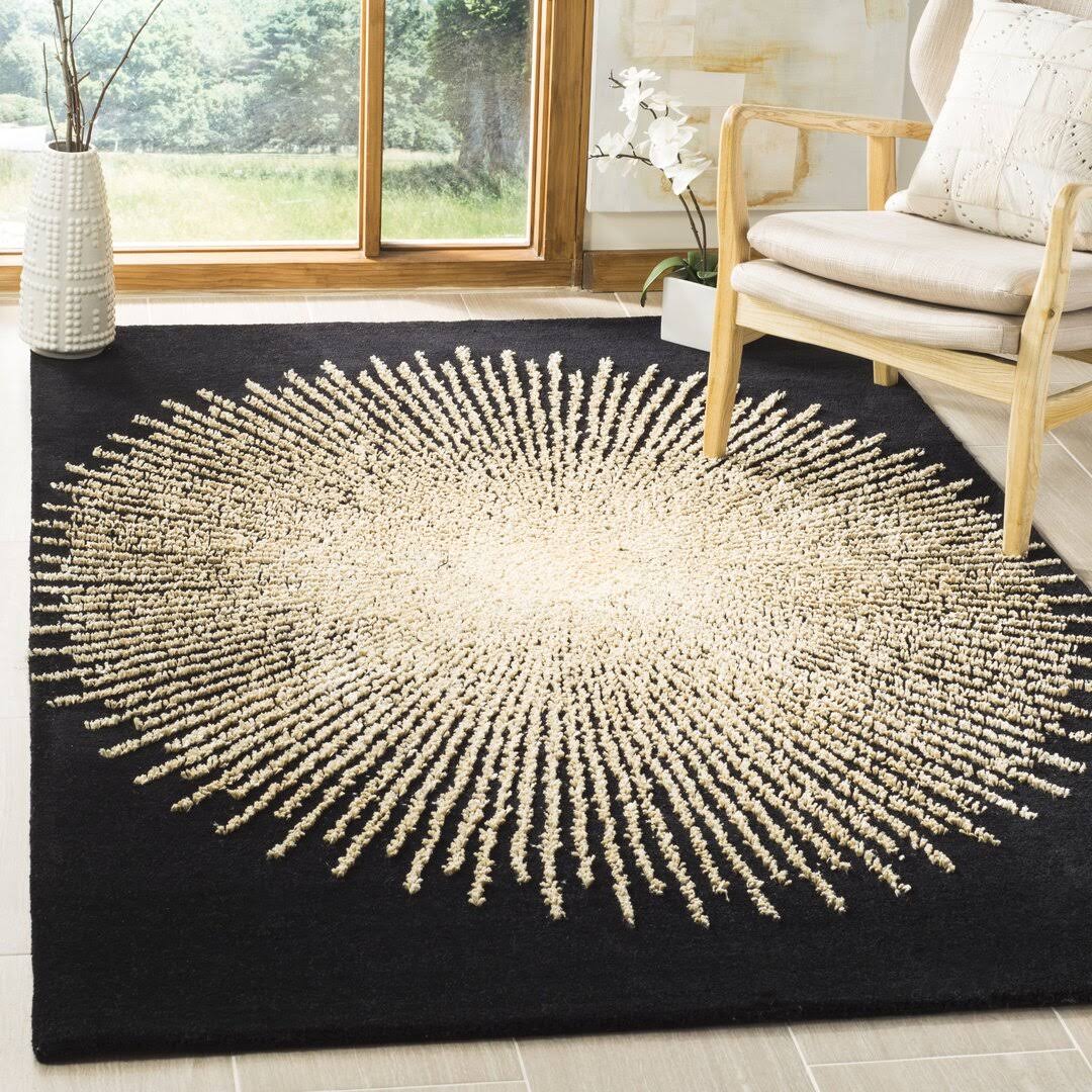 Orren Ellis Olivarria Hand-Tufted Black/Beige Area Rug, Size: Rectangle 3'6 inch x 5'6 inch
