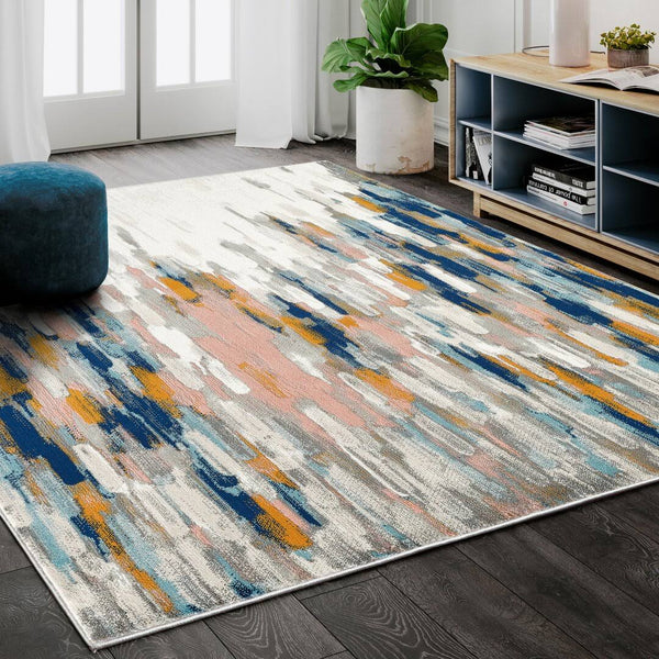 Seldovia Abstract Orange/Blue Area Rug Wrought Studio Rug Size: Rectangle 4' x 6'