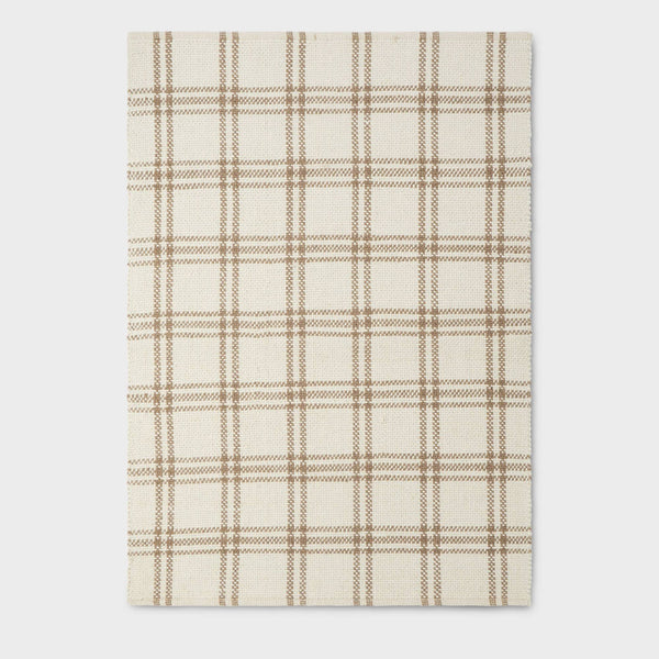 5'x7' Cottonwood Plaid Wool/Cotton Area Rug Cream/Tan - Threshold Designed with Studio McGee