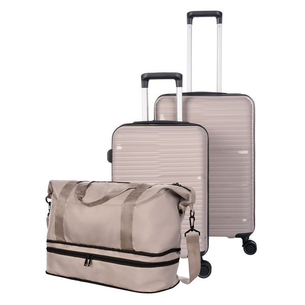 Protege 3 - Piece Luggage Set, Taupe Splash, 20 - Inch Carry on, 25 - Inch Checked Suitcase & Weekender Duffel