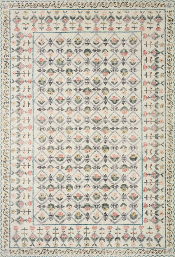 Rifle Paper Co. x Loloi 5'0" x 7'6" Ivory Eden feat. CloudPile Lattice (EDE-03) Area Rug