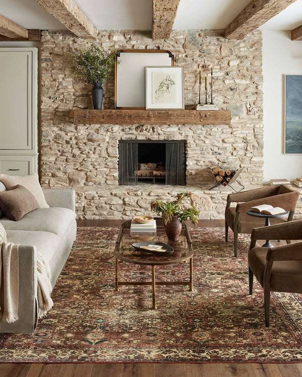 Magnolia Home by Joanna Gaines x Loloi Banks Machine Washable Brick / Ivory Area Rug Rug Size: Rectangle 7'6" x 9'6"