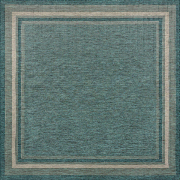 Unique Loom Outdoor Border 13 ft Square Teal Blue Green Area Rug Indoor Outdoor Rug