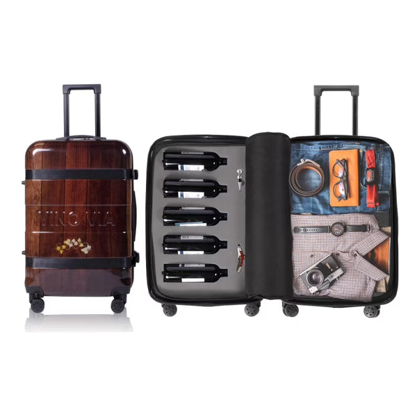 The Ten (10 - Bottle) Wine Luggage, TSA Approved Anti - Theft Zipper, Lightweight Hard Shell Spinner Suitcase