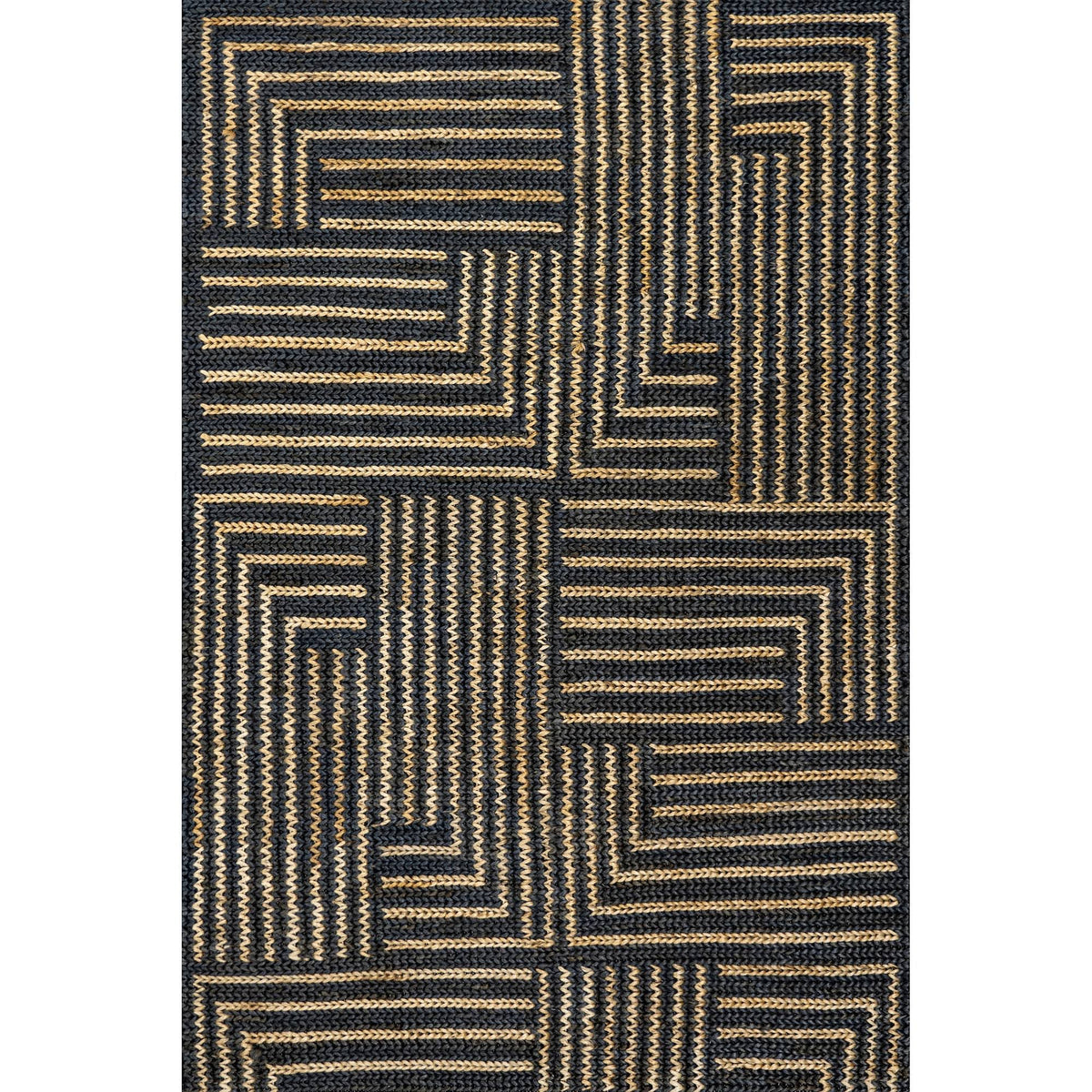 nuLOOM Lauren Liess Grassland Handwoven Jute Black 2 ft. x 8 ft. Modern Runner Rug