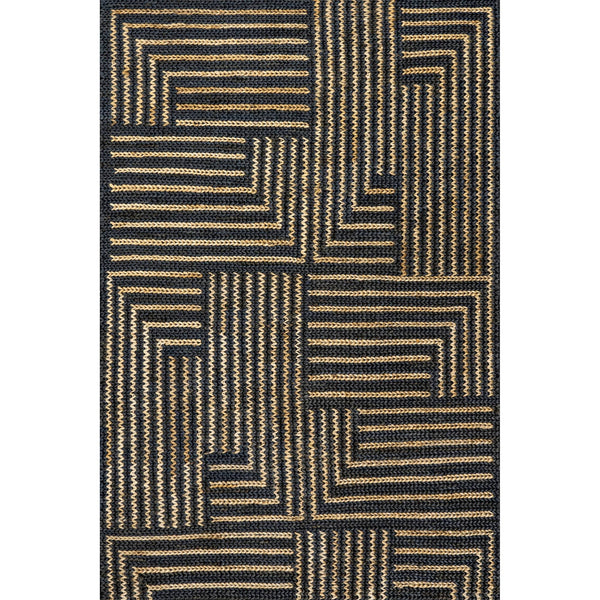 nuLOOM Lauren Liess Grassland Handwoven Jute Black 2 ft. x 8 ft. Modern Runner Rug