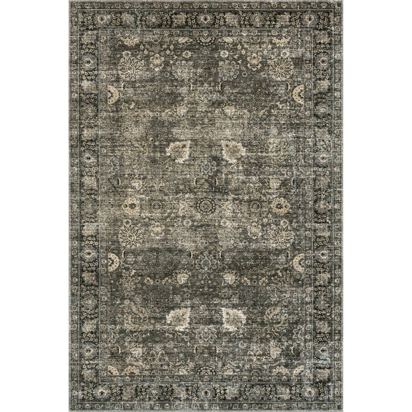 Lauren Liess x RugsUSA - Bayberry Vintage Machine Washable Area Rug, 5' x 8', Dark Gray