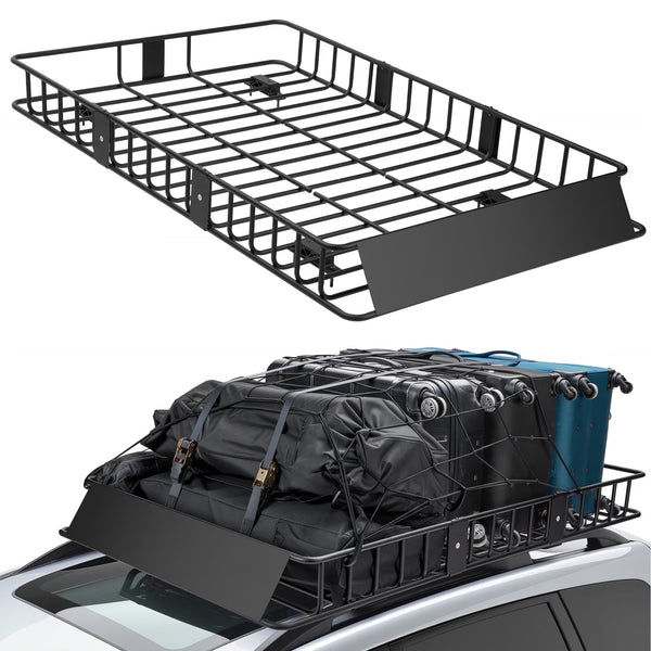Naipo Roof Rack Cargo Basket, 500 lb, 64"x39"x6"extendable Roof Luggage Holder Rack with 4 U - Bolts for SUV/RV, Camping