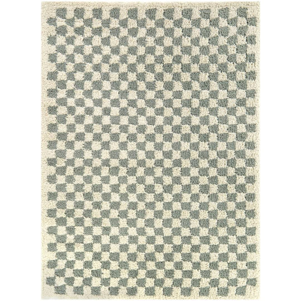 Walker Checkered Sage/Cream Shag Area Rug AllModern Rug Size: Runner 2'2" x 7'