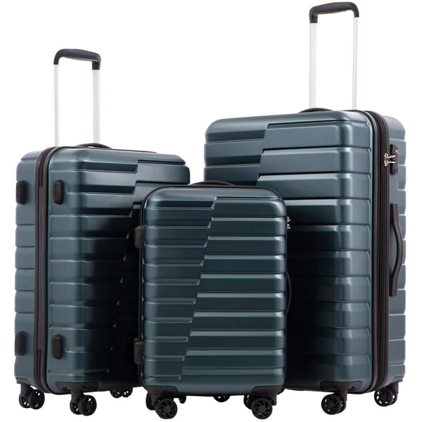 COOLIFE Expandable Suitcase PC ABS TSA Luggage 3 Piece Set